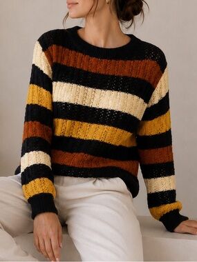 Vintage Cassandre Italian Striped Cotton Sweater